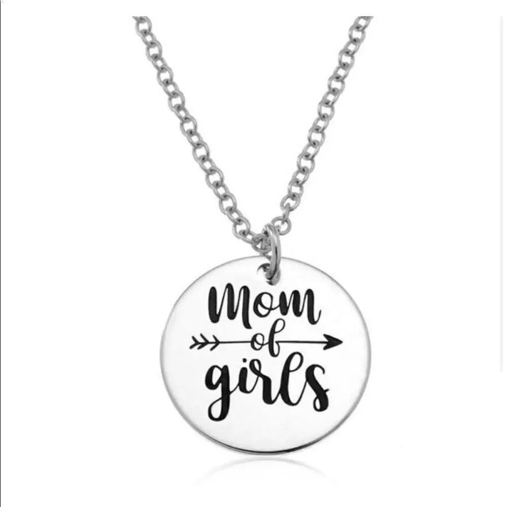 Brand New Hand Stamped Mom of Girls Necklace